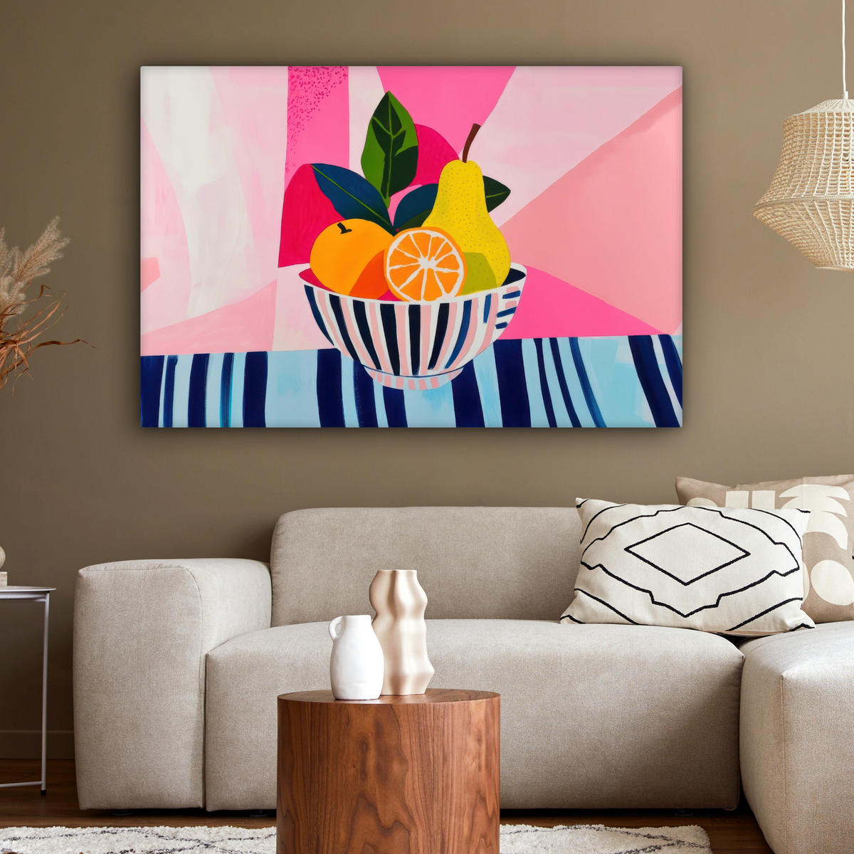 LEINWANDBILD Obst - Abstrakter Hintergrund - Rosa Groß 140x90 cm - Pink, Textil (140/90cm) - MuchoWow