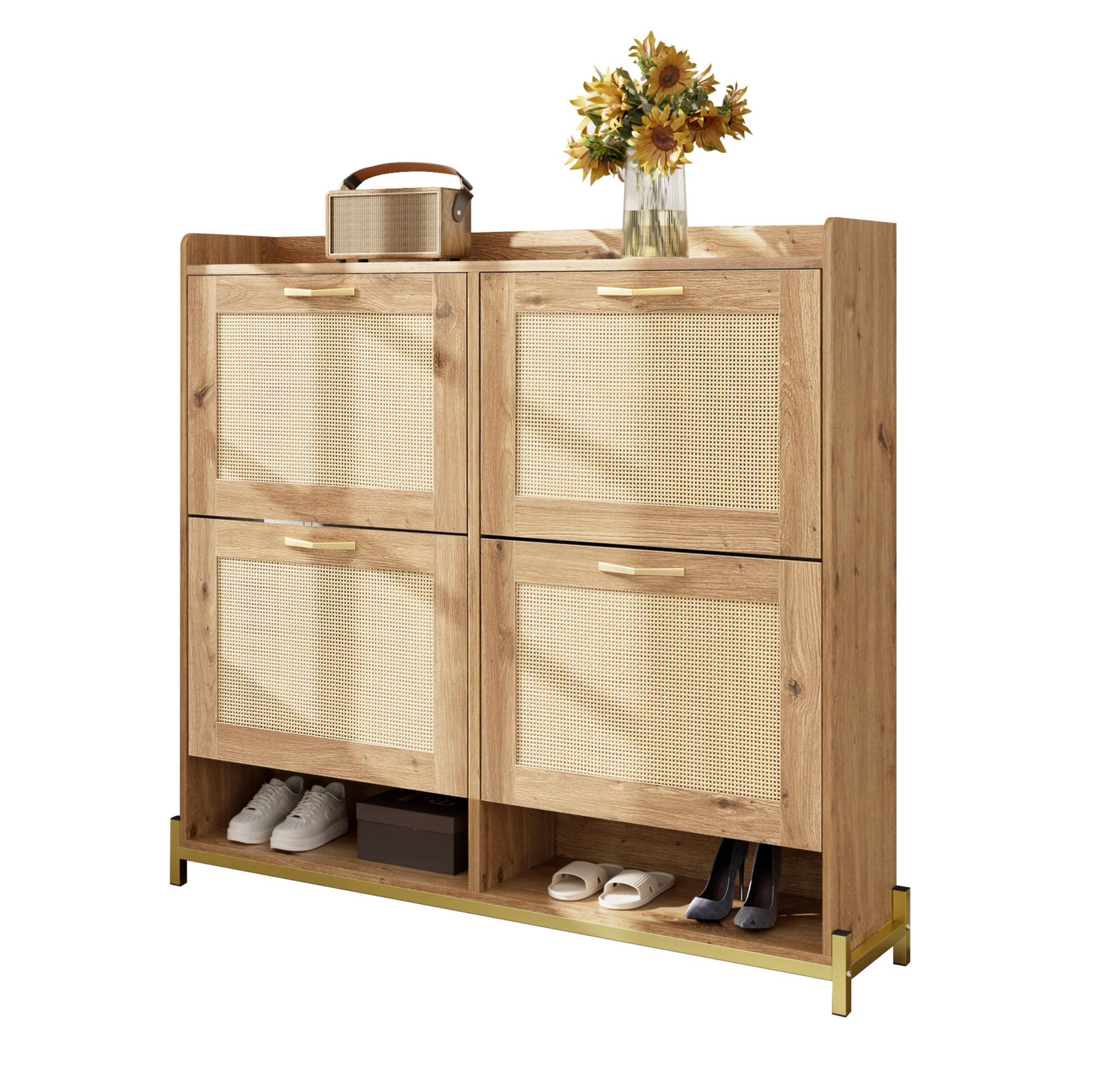 Okmyhome Schuhschrank Natur 108.5x100x24 cm