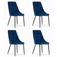 ESSZIMMERSTUHL 4er Set Marineblauer Velours, Diamantpolsterung, Bequeme Sitzfläche - Blau, Textil (51/94/64cm) - Best For Home