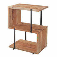 BEISTELLTISCH – Massivholz Edelstahl S-Form modern - Beige/Schwarz, Holz (30/45/60cm) - KADIMA DESIGN