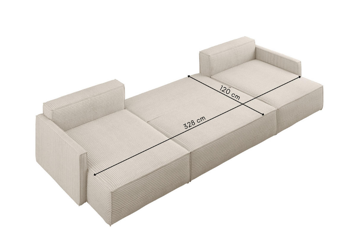 ECKSOFA Carlos Mit Schlaffunktion und Bettkasten Elegante Stoff Poso Beige - Beige, Holz/Textil (348/142cm) - Kaiser Möbel