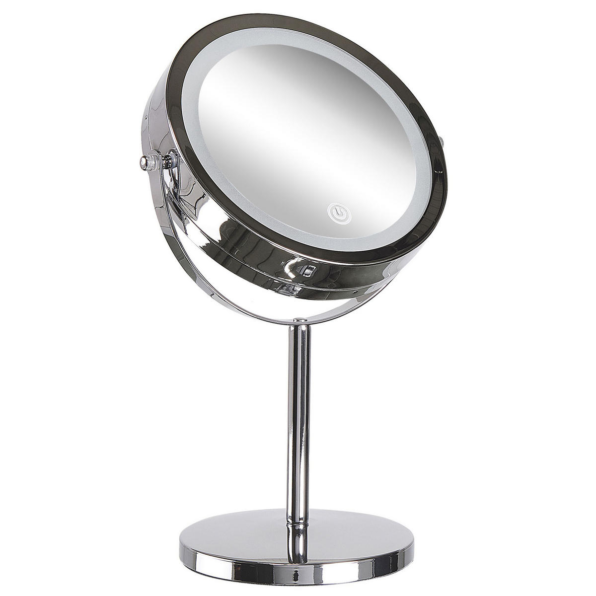 KOSMETIKSPIEGEL silber mit LED-Beleuchtung 20 cm Verdun - Silberfarben, Metall (20/31/14cm) - Beliani