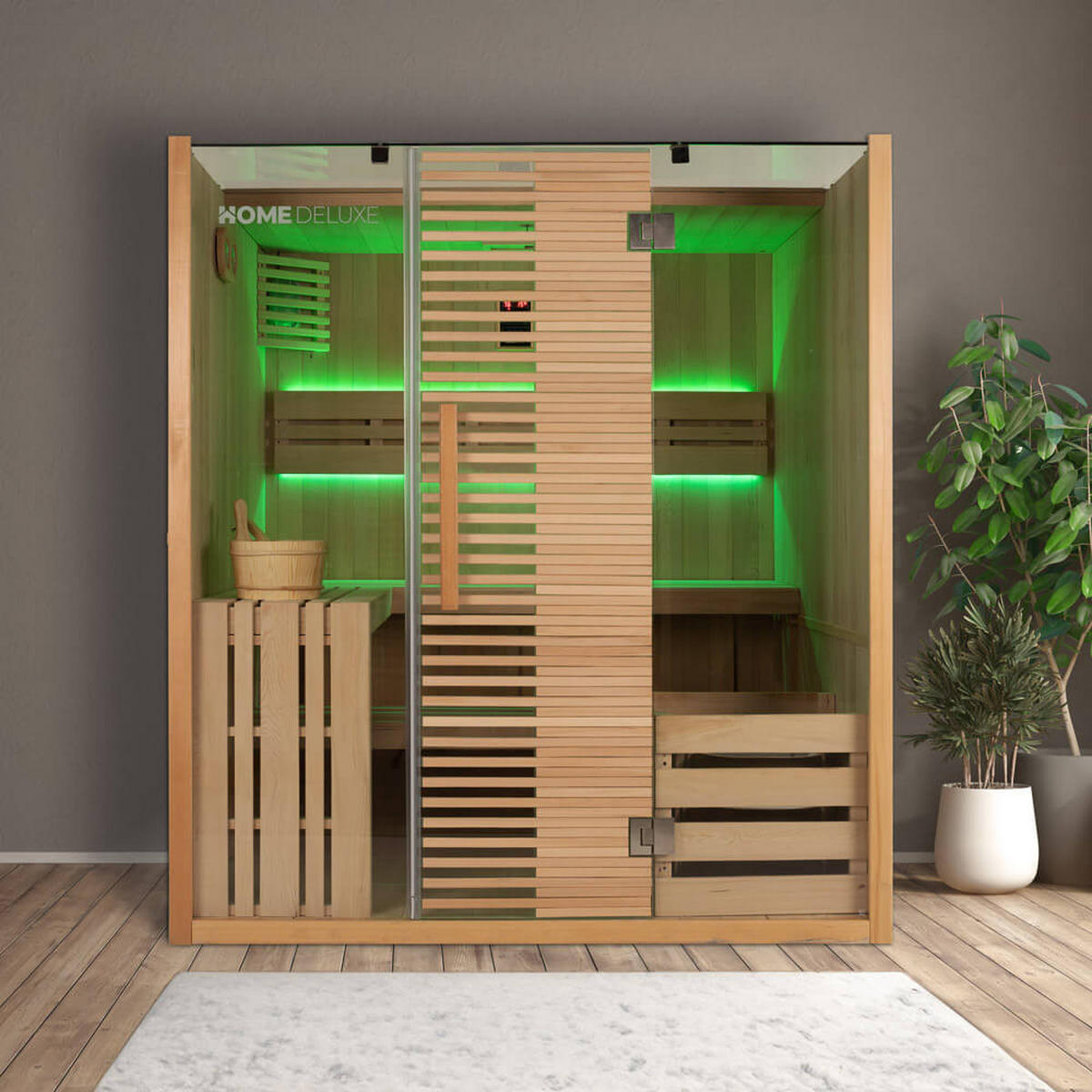 SAUNA OMAHA - Naturfarben, Holz (180/200/150cm) - Home Deluxe