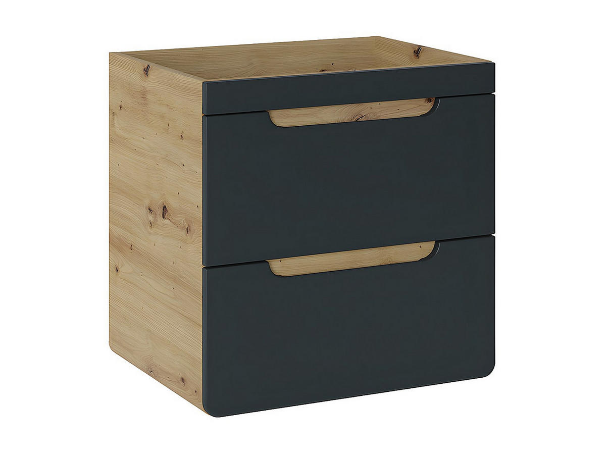 WASCHBECKENUNTERSCHRANK - 60cm x 46cm - Holzspan - anthrazitgrau, naturfarben hell - ARUBA - Anthrazit, Holz (60/59/46cm) - Vente-Unique