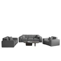 SOFASET Celes Premium 3-2-1 In Ascot - Graphitfarben, Holzwerkstoff/Textil (225/73/88cm) - Fun Möbel