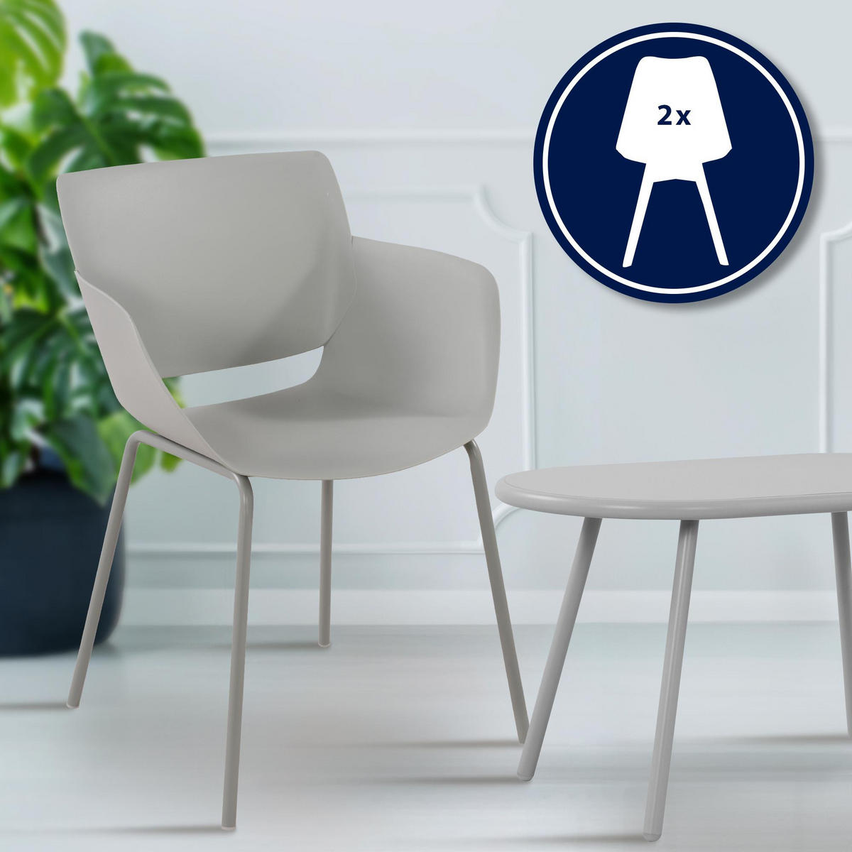 GARTENSITZGRUPPE Kunststoff hellgrau - Hellgrau, Kunststoff - CLP