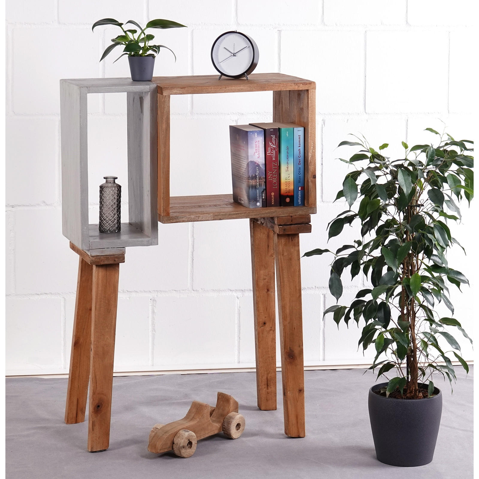 BEISTELLTISCH Bicolore Mahagoni Massivholz zweifarbig - Naturfarben, Holz (28/58/86cm) - CREEDWOOD