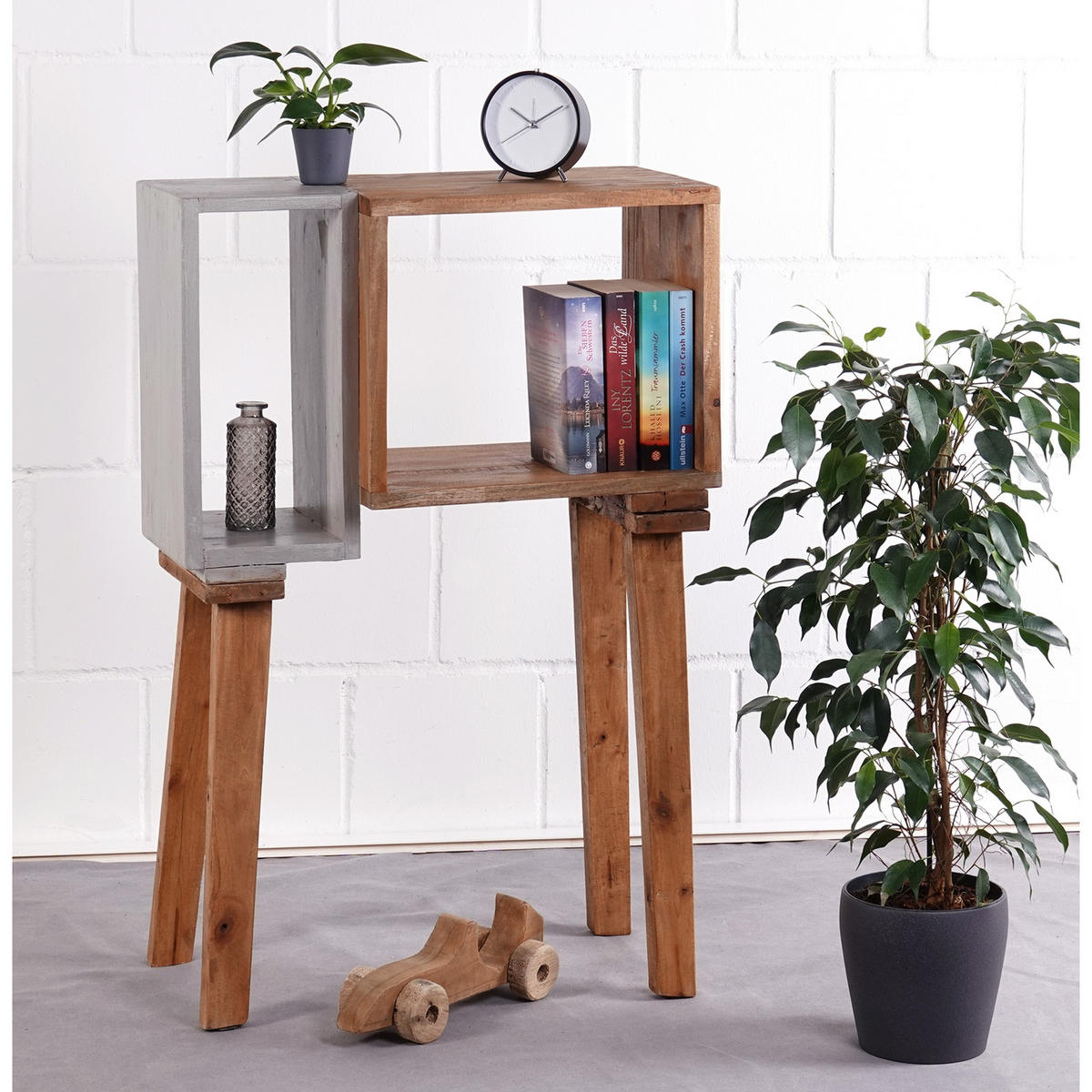 BEISTELLTISCH Bicolore Mahagoni Massivholz zweifarbig - Naturfarben, Holz (28/58/86cm) - CREEDWOOD
