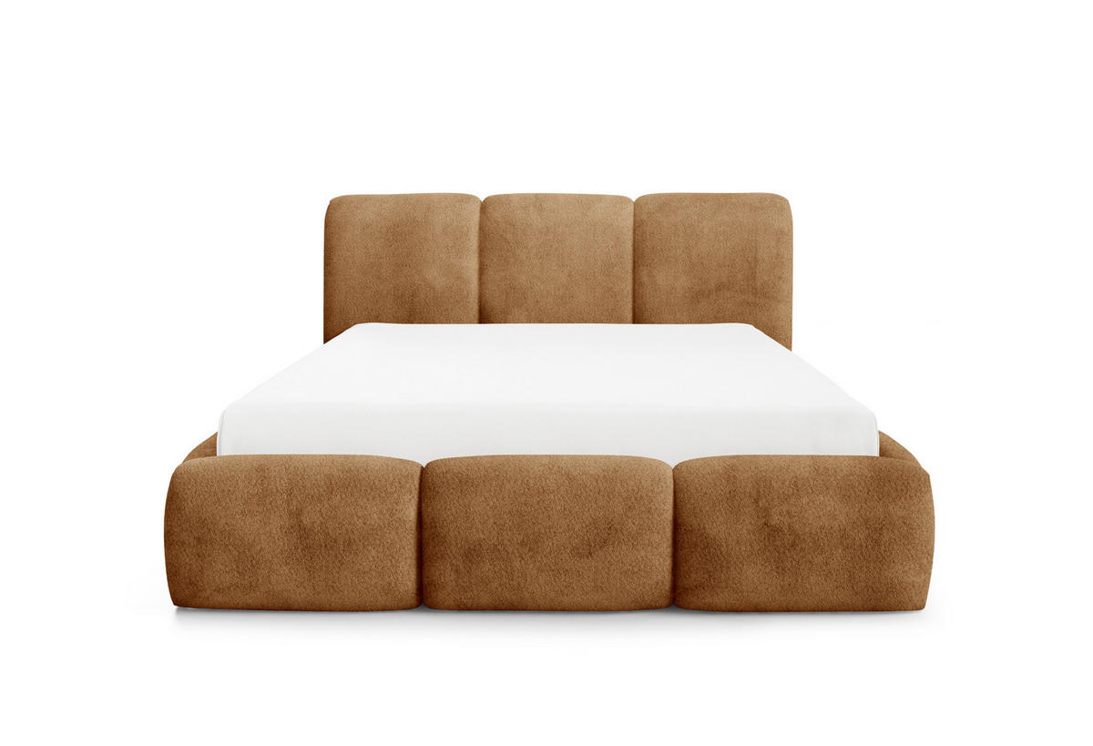 POLSTERBETT mit Stauraum Bouclé-Stoff 200x200 cm in Rost - Orange, Textil (200/200cm) - Home Collective