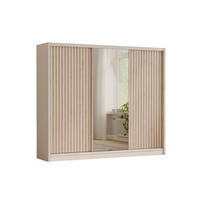 SCHWAEBETÜRENSCHRANK NEW YOURK LUX 250/215/61 cm in Kaschmir mit Lamellen und Spiegel - Kaschmir, Holzwerkstoff (250/215/61cm) - Deine Möbel 24