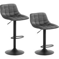 BARHOCKER 2er Set, aus Samt und Metall, Dunkelgrau - Dunkelgrau/Schwarz, Textil/Metall (42.5/82.5/38.5cm) - Woltu