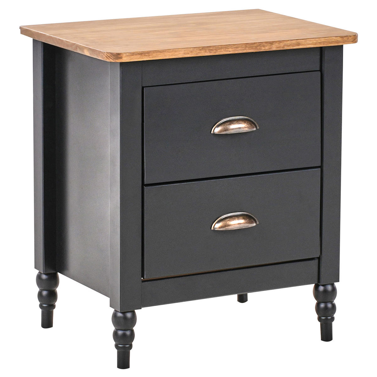 NACHTTISCH Schwarz/Gold/Heller Holzfarbton Shillington - Hellbraun/Goldfarben, Holz (46/52/35cm) - Beliani