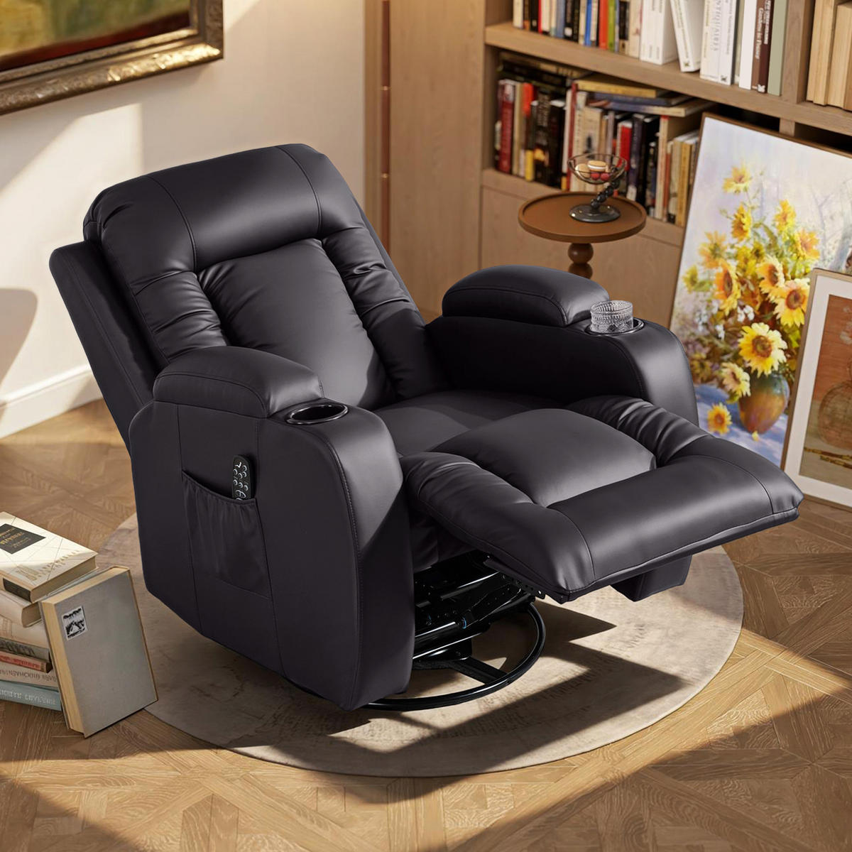 MASSAGESESSEL DE-06432 Wipp-, Liege- & Wärmefunktion, 145° neigbar, drehbar Dunkelbraun - Braun, Metall (82/103/99cm) - ComfortXL
