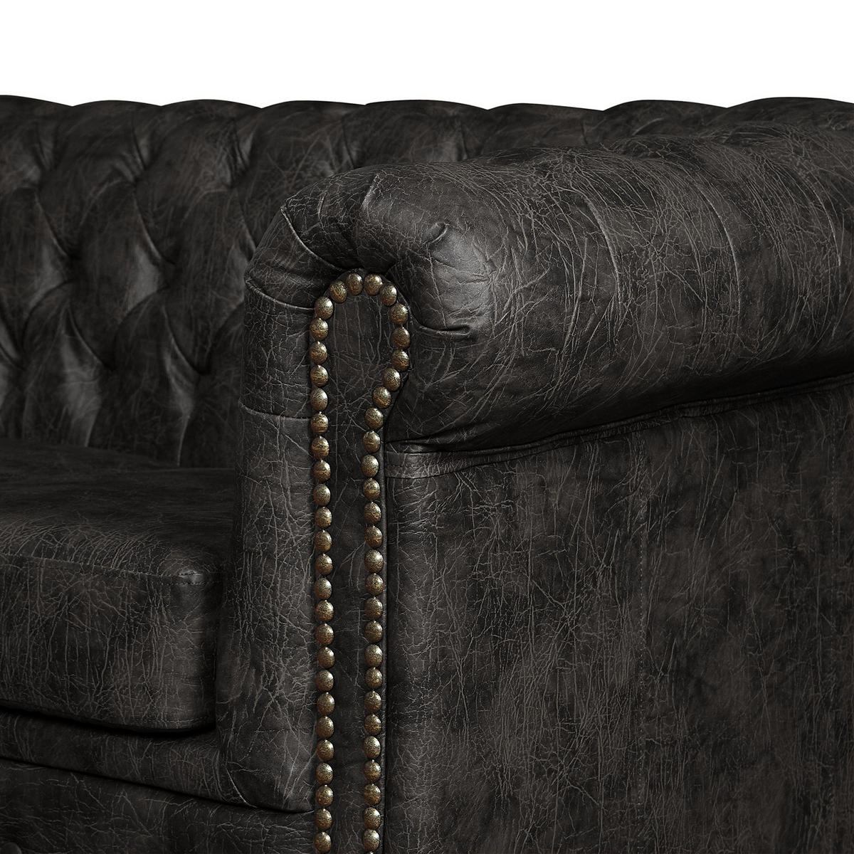 2-SITZER SOFA - Dunkelbraun/Schwarz, Kunststoff (148/72/86cm) - home24