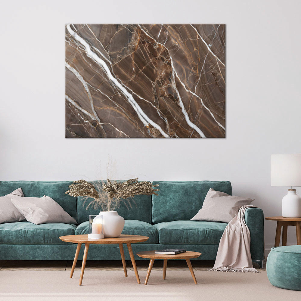 LEINWANDBILD Abstraktion aus braunem Marmor 90x60cm - Braun, Textil (90/60cm) - Feeby