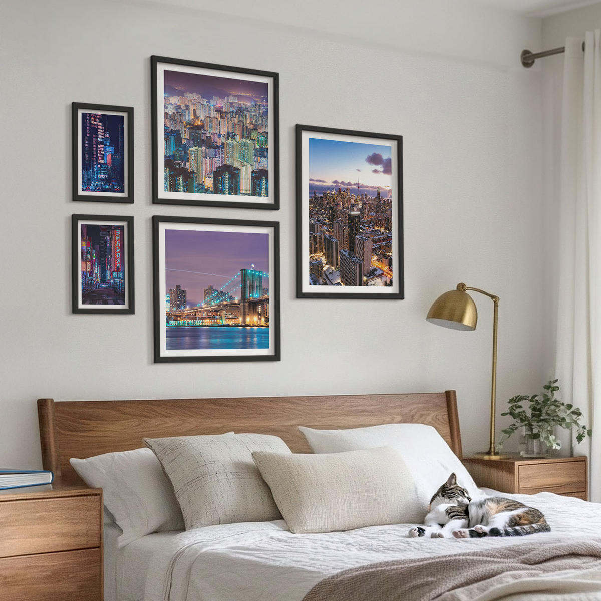 WANDBILDER 5er-Set - 50x50 cm & 20x30 cm & 40x60 cm Schwarzer Rahmen - Bergblumen Himmelsweg - Schwarz, Kunststoff (40/60cm) - ArtPrintCave