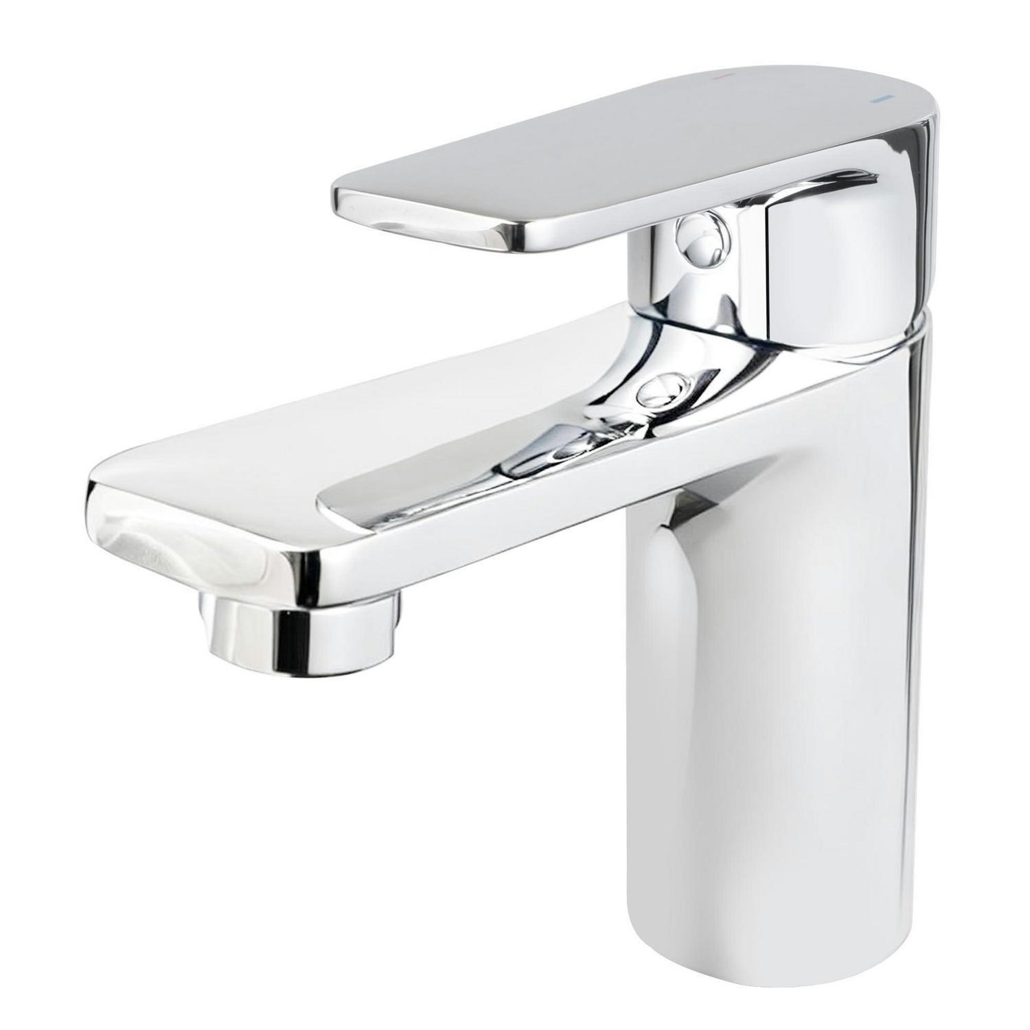 BADARMATUR Einhebelmischer Chrom 86 mm Höhe Wassersparend - Silberfarben, Metall (8.6/13.6/10cm)