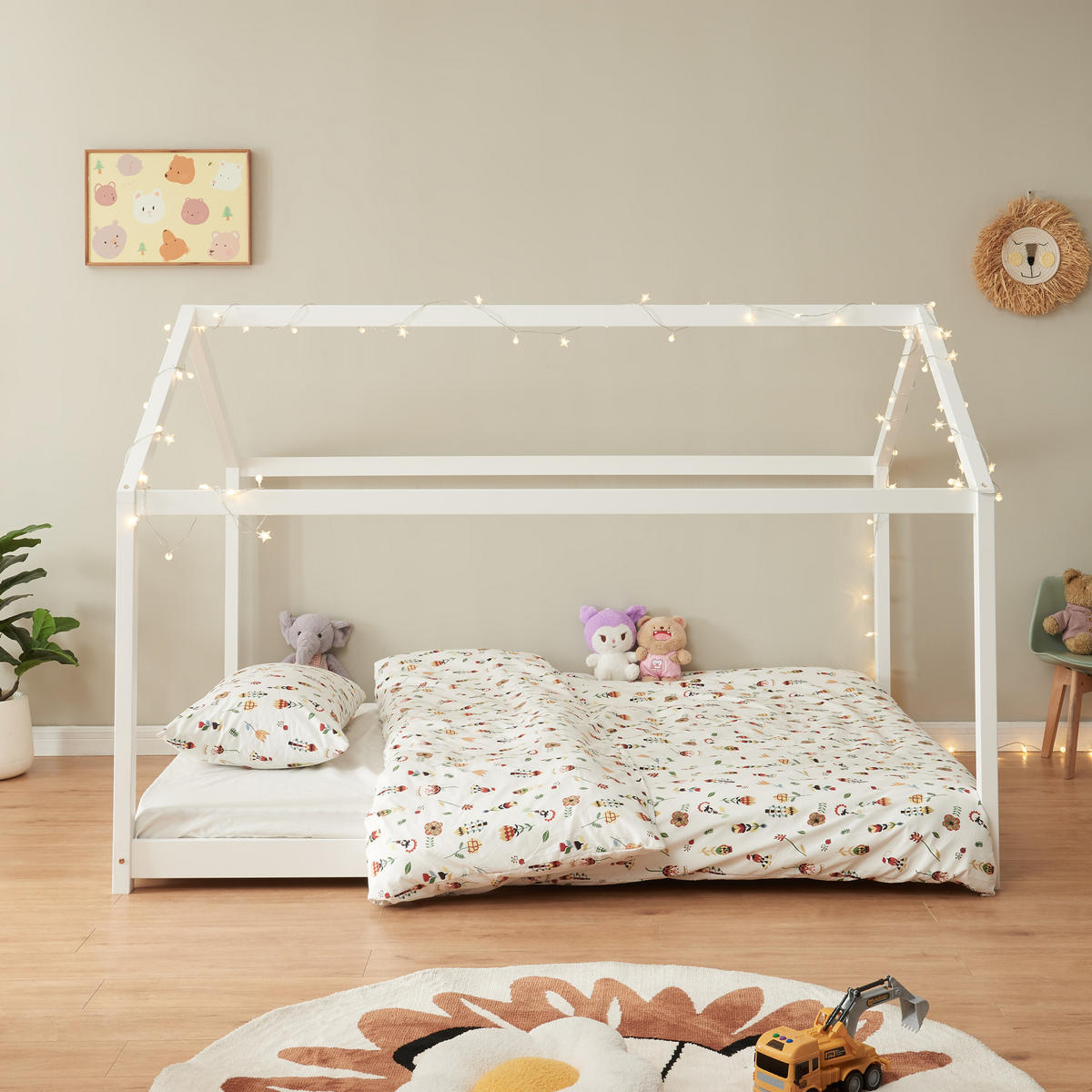 HAUSBETT Cerro - Weiß, Holz (120/200cm) - [en.casa]