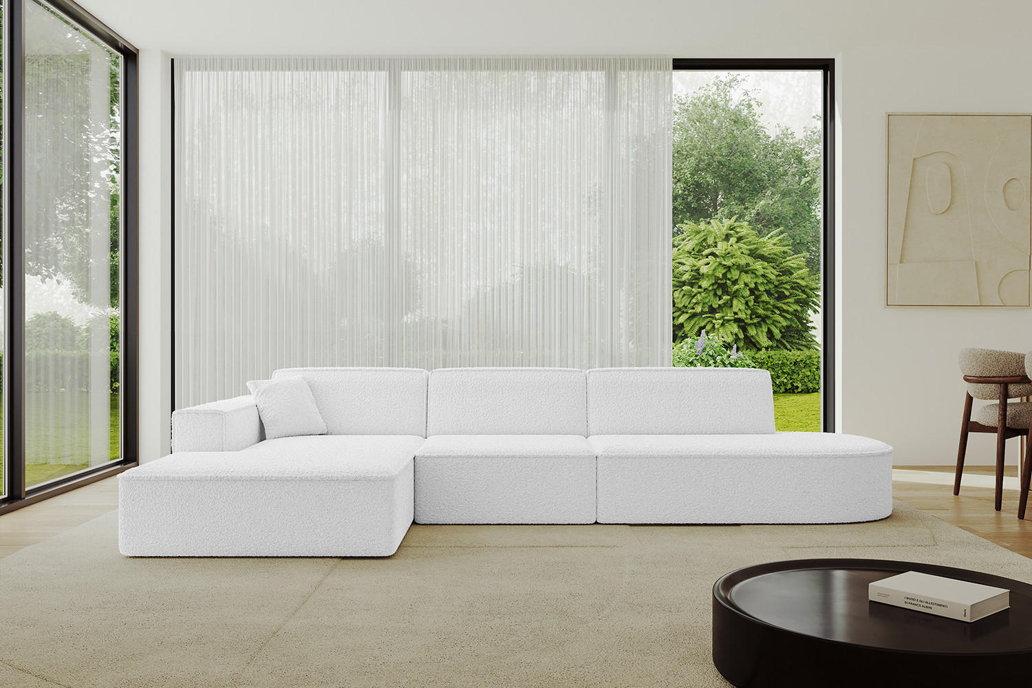 ECKSOFA Ottomane Links IREA-L2-v4 - 327x165x77 cm Weiß - Weiß, Holzwerkstoff/Textil (327/165cm) - ALTDECOR