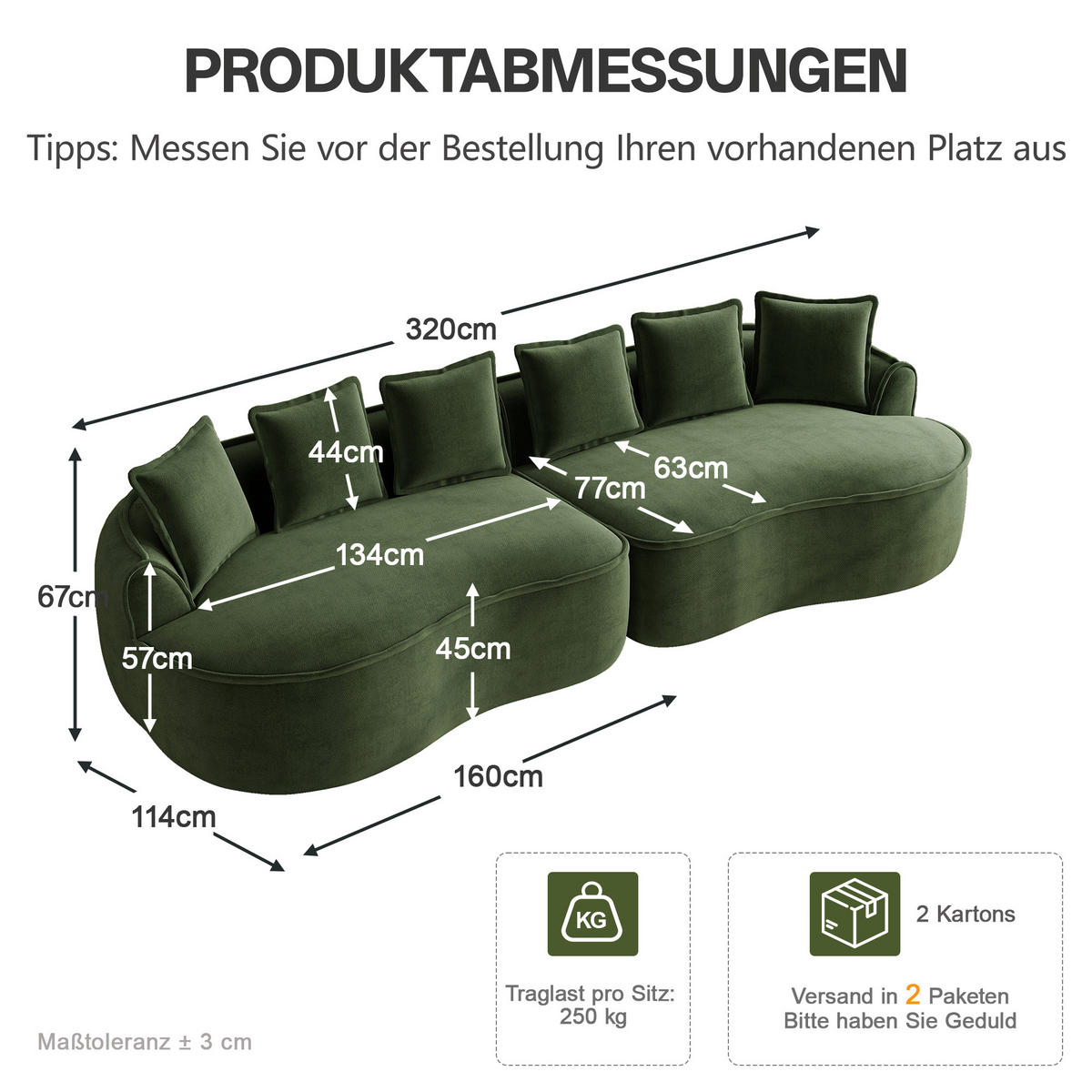 4-SITZER-SOFA DE-34260 modular Grün - Grün, Textil (114/67/320cm) - ComfortXL