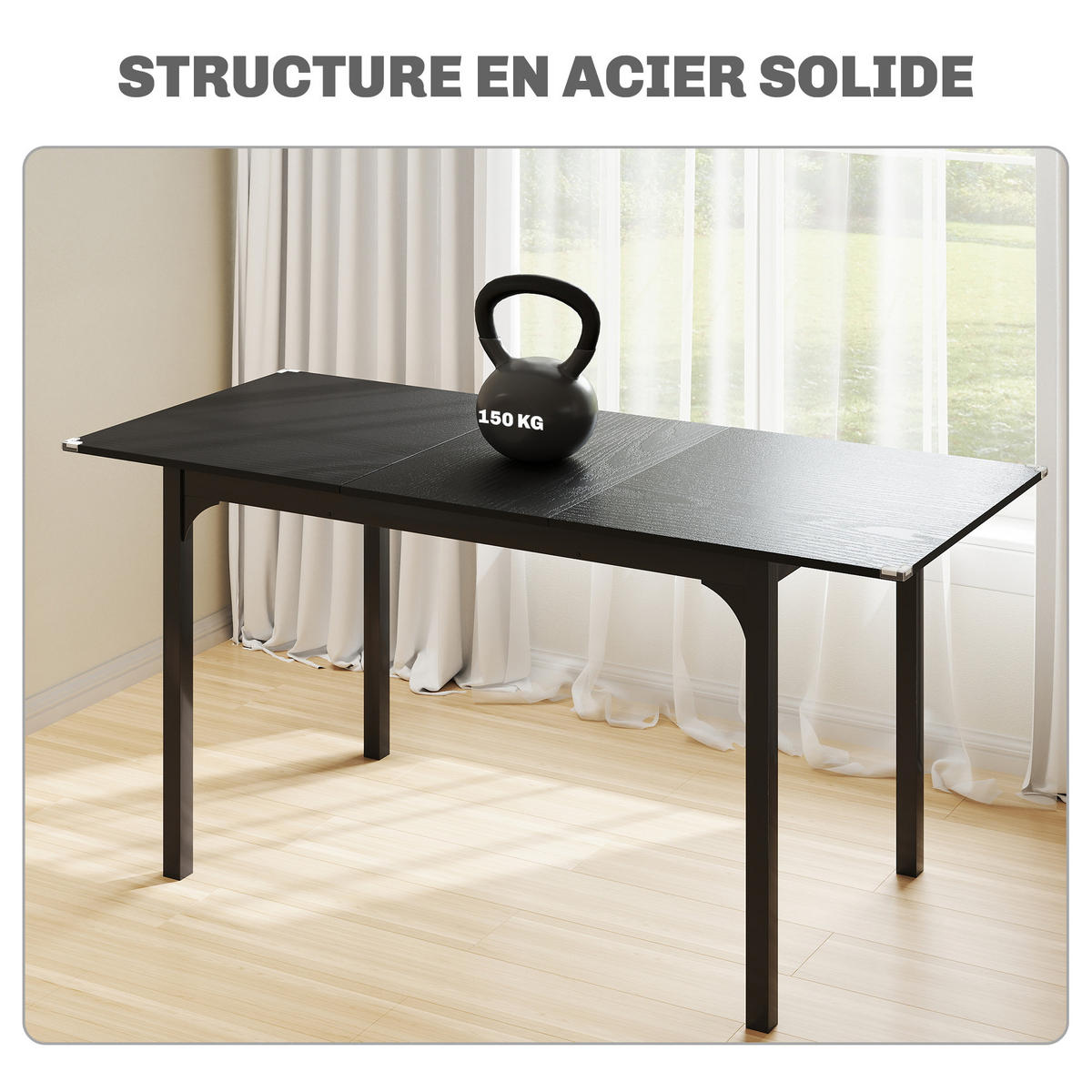 ESSTISCH DE-16498 Schwarz - Schwarz, Holzwerkstoff (160/70/75cm) - ComfortXL