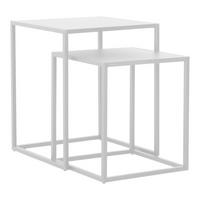 BEISTELLTISCH-SET 2 TLG. Vejen - Weiß, Metall (40/40/49cm) - [en.casa]
