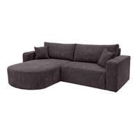 ECKSOFA Mit Schlaffunktion, Cordstoff Poso, Dunkelgrau, Links, ROUND ONE - Dunkelgrau, Holz (244/175cm) - Kaiser Möbel