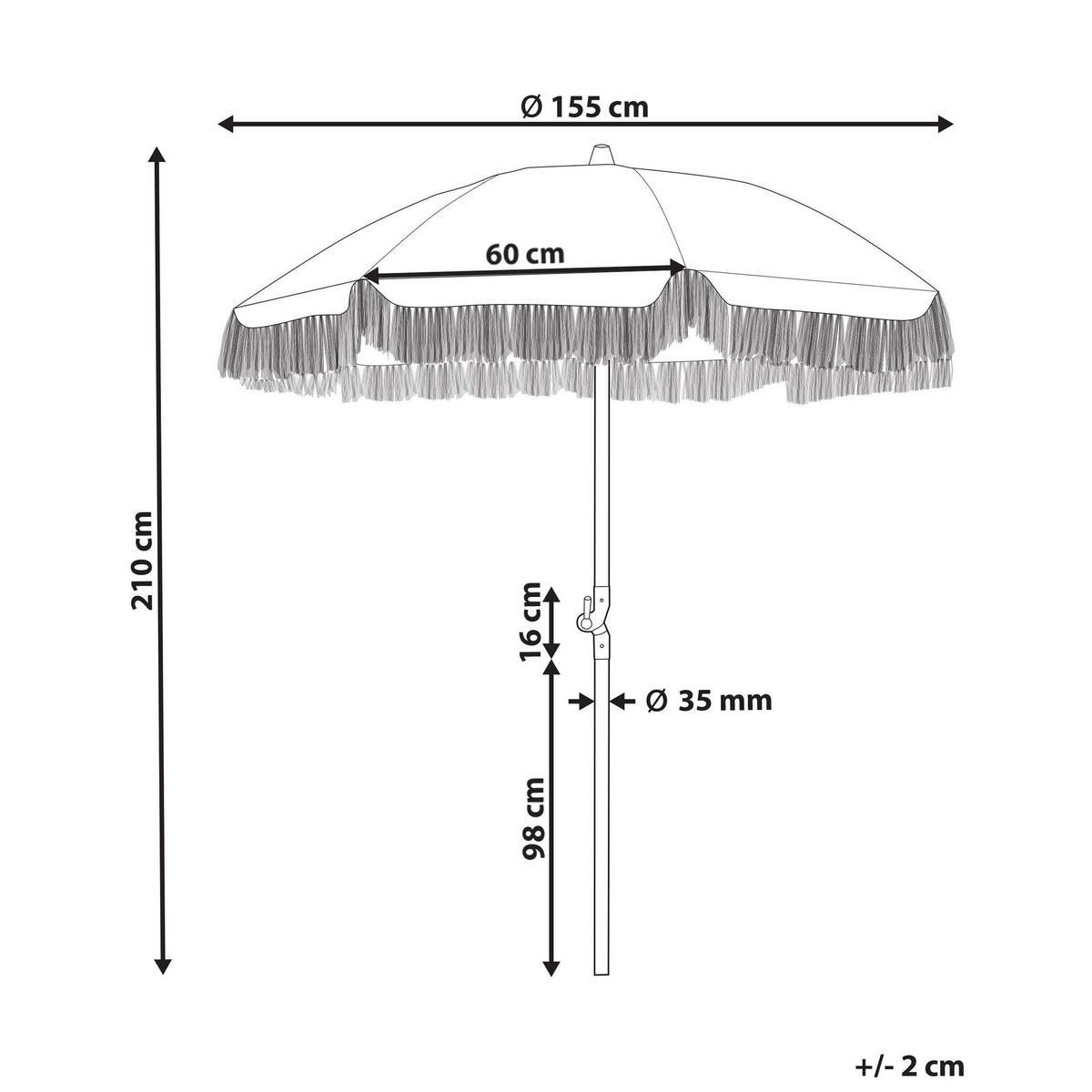 SLUNEČNÍK 155 cm Bílý/Černý Mondello - bílá/černá, dřevo (155/155cm) - Beliani