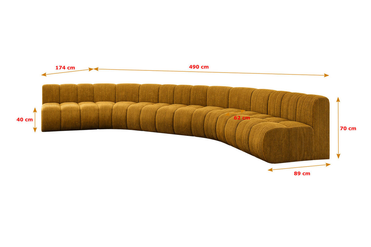 WOHNLANDSCHAFT modulares Sofa Montra-U1 - 490x174x70 cm Senfgelb - Currygelb, Holzwerkstoff/Textil (490/70/174cm) - ALTDECOR