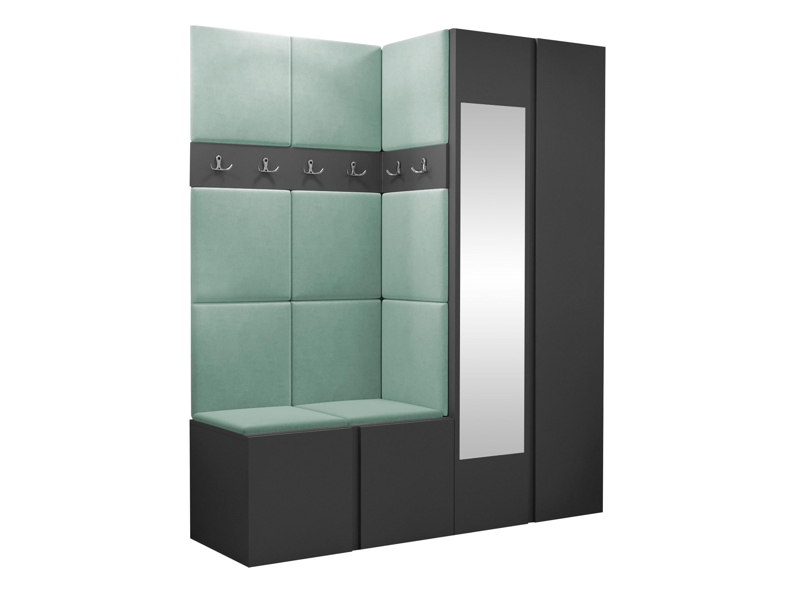 GARDEROBEN-SET Orion XII - Graphitfarben/Mintgrün, Holzwerkstoff/Kunststoff (158/186/46cm) - MIRJAN24