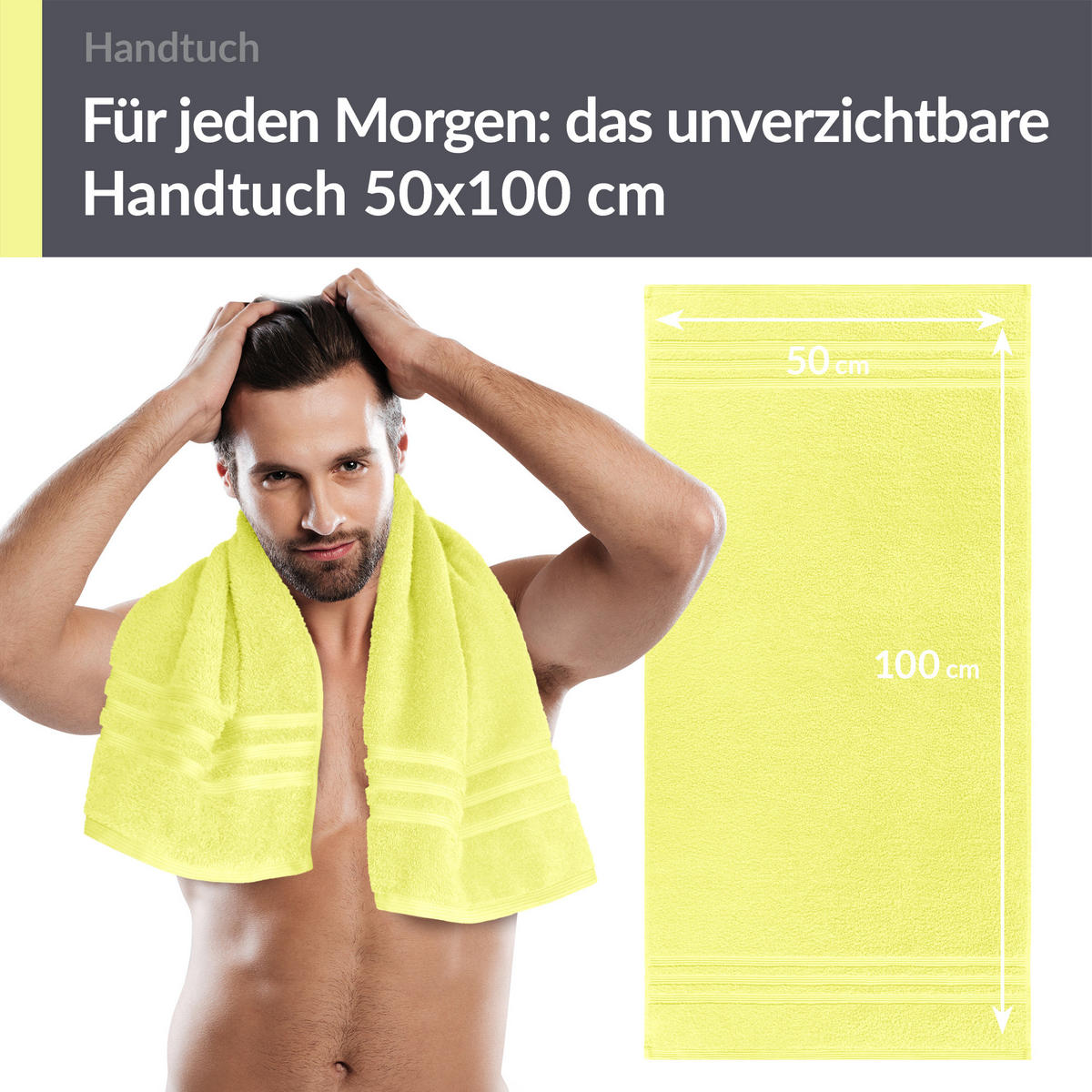 HANDTUCH 50x100 cm London Anis Grün 4er Set - Hellgelb, Textil (50/100cm) - Lashuma