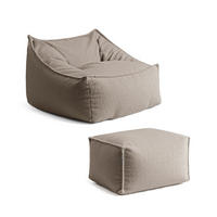 SITZSACK Bouclé Snug mit Hocker - Taupe, Textil (150/75/60cm) - Mokebo
