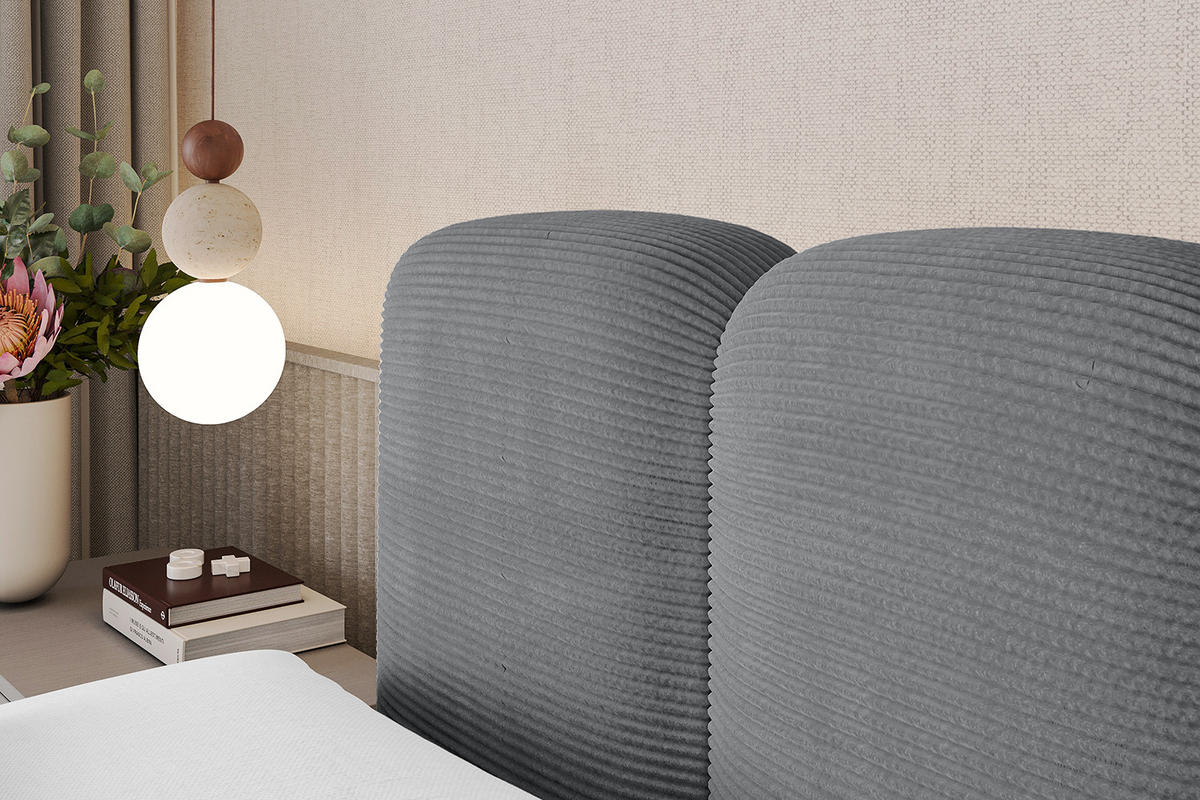 BOXBETT mit Matratze H4 und Lattenrost - NINA-Z - 140x200 cm - Dunkelgrau - Taupe, Holzwerkstoff (140/200cm)