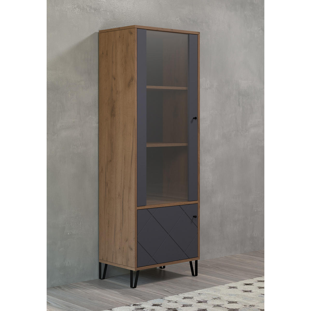 VITRINE Touch Graphitfarben - Graphitfarben, Holzwerkstoff (63/172/40cm) - Trendteam