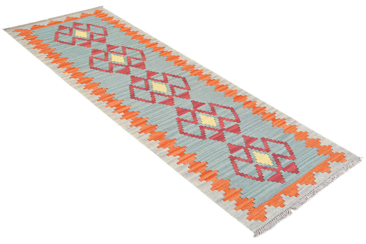 HANDWEBTEPPICH Kelim Gashgai Blau 197/57 cm Schurwolle - Blau, Textil (57/197cm) - Looma