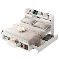 POLSTERBETT 160/200 cm Weiß mit Stauraum und USB- und Type-C-Anschlüssen - Weiß, Holzwerkstoff (160/200cm) - Flora Grace