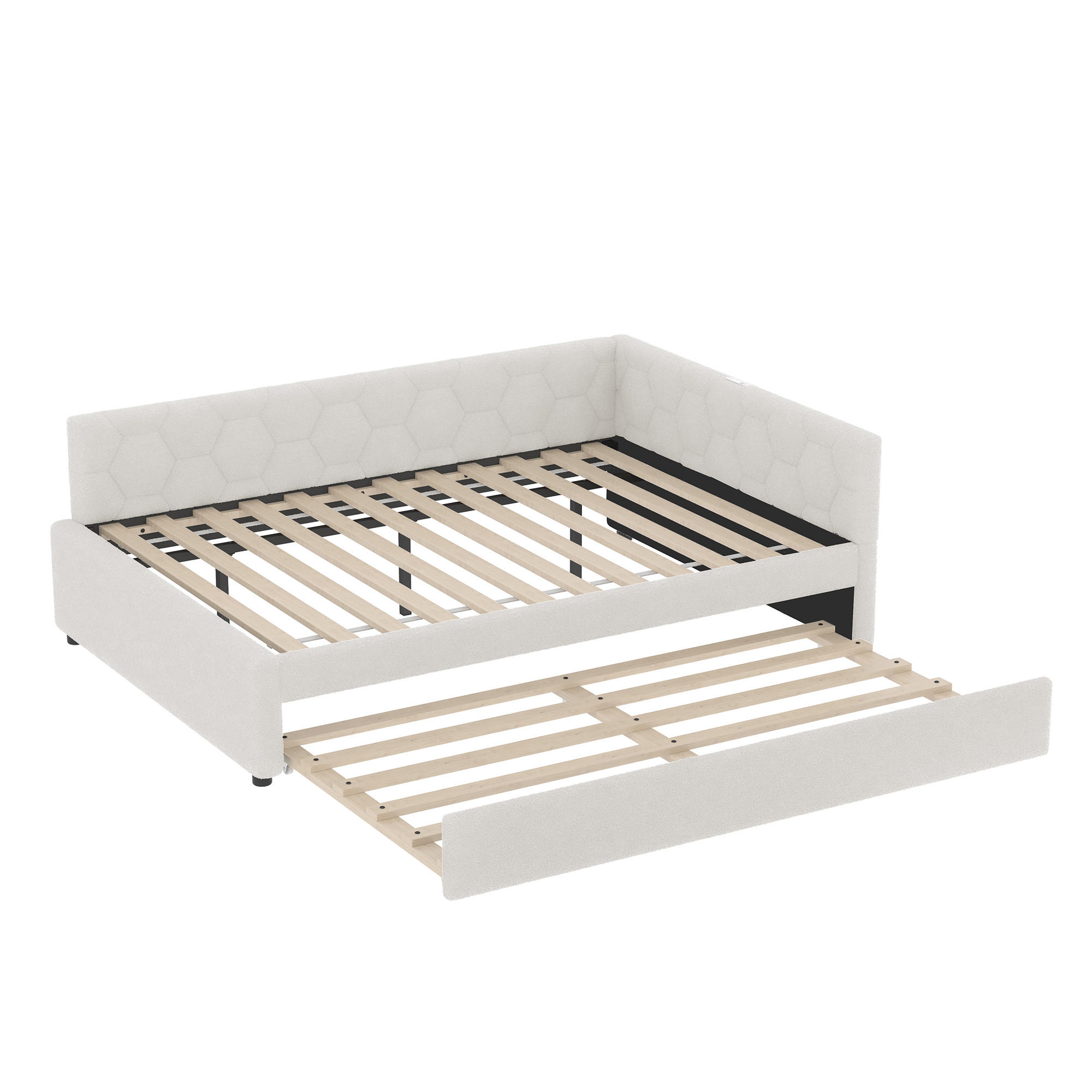 TAGESBETT 140/200 cm DE-04669, mit Ausziehbett und Nachttischlampe in Weiß - Weiß, Holzwerkstoff (140/200cm) - ComfortXL