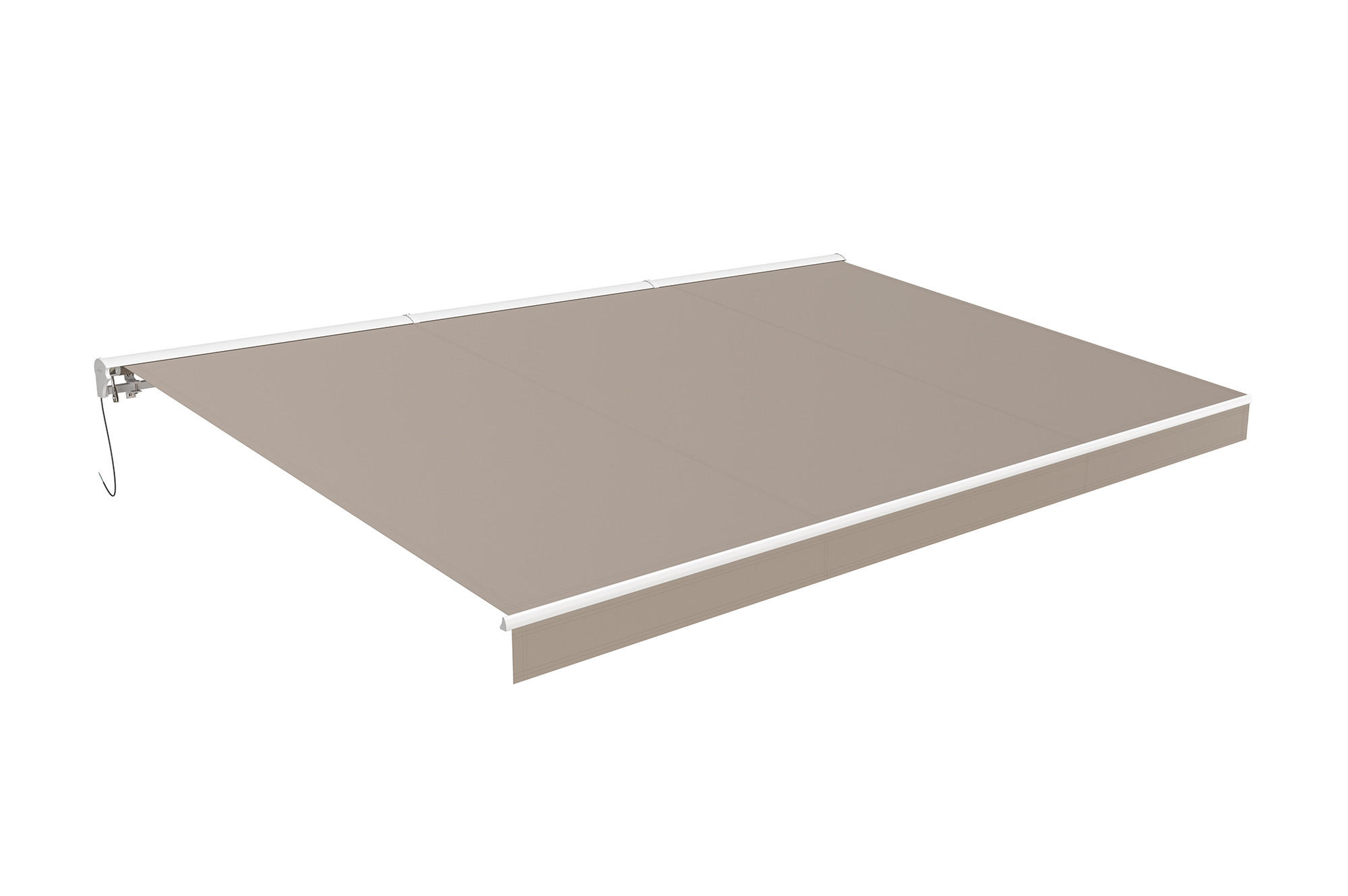 HALBKASSETTENMARKISE Fazzio Struktur weiß - leinwand Taupe 5x3m motorisierte - Premium-Leinwand 320g/m² - Taupe, Metall (495/218/300cm) - Cazeboo