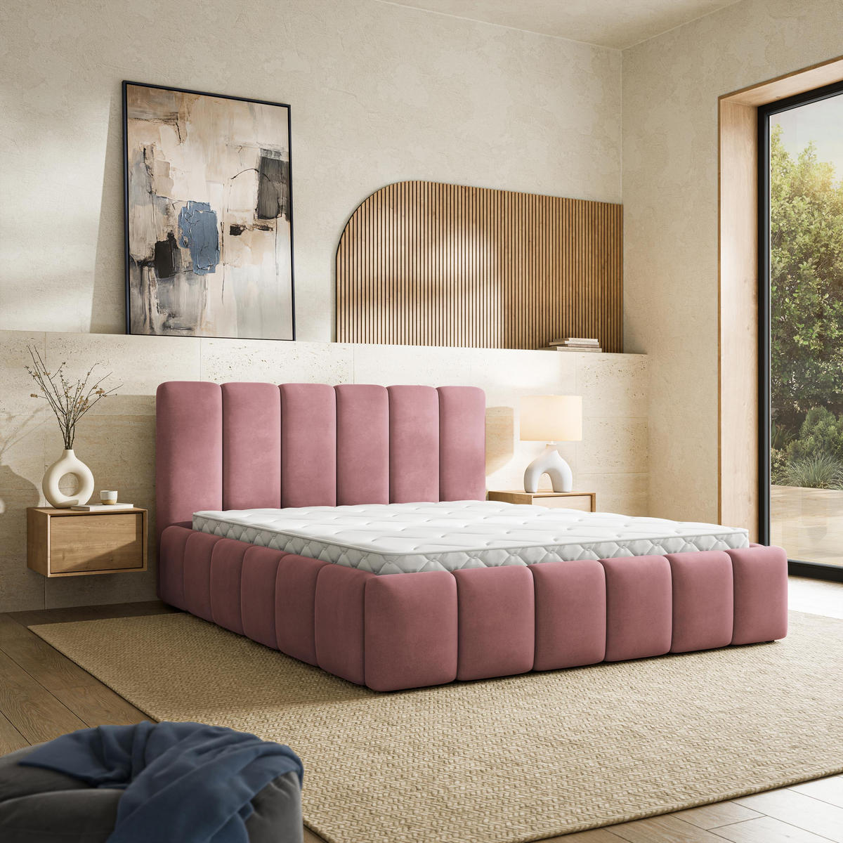 ČALOUNĚNÁ Postel RANIS 140x200 cm Růžový - růžová, kompozitní dřevo/textil (140/200cm) - MASSENO