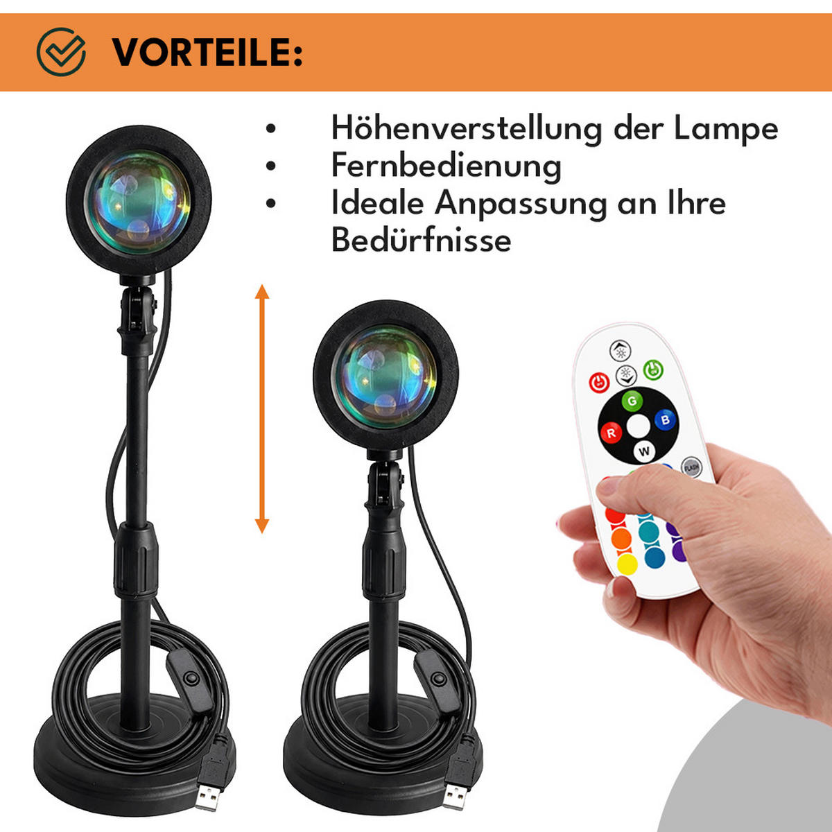 LAMPE Sonnenuntergang, Sunset Lamp - Schwarz, Kunststoff (5/5/10cm) - KRUMAD