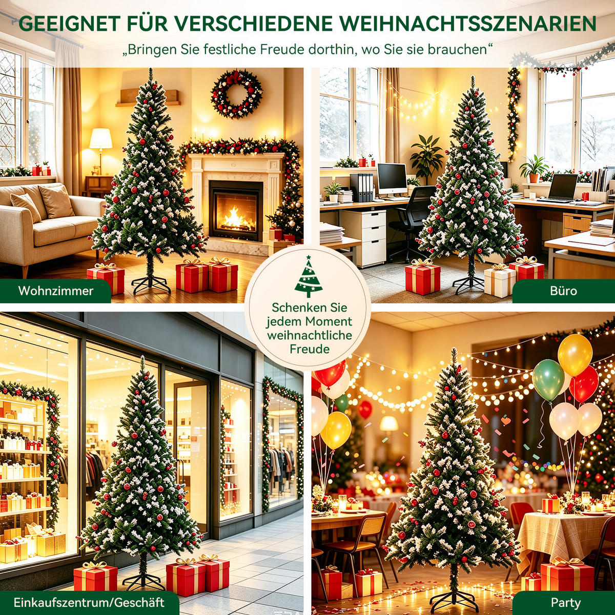 WEIHNACHTSBAUM 210 cm für Zuhause, Garten, Partys u. weihnachtliche Anlässe - Grün, Kunststoff (210cm)