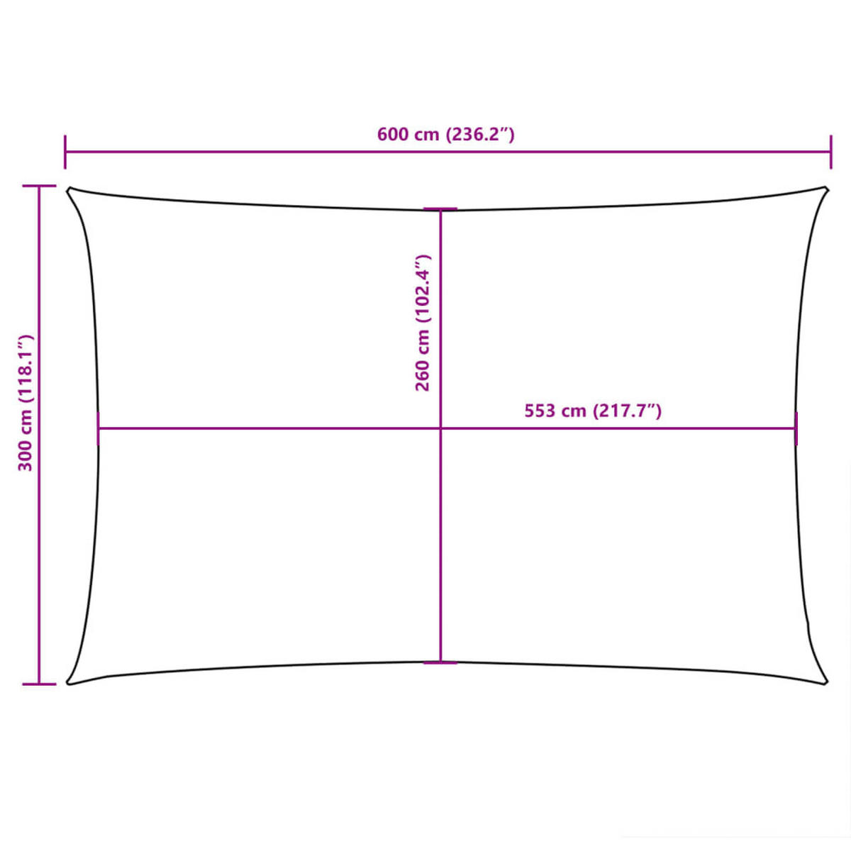SONNENSEGEL Oxford-Gewebe Rechteckig 3/6 M Creme - Creme, Textil (300/600cm) - vidaXL