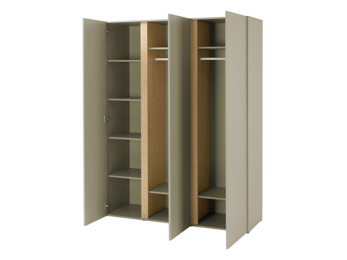 KLEIDERSCHRANK Luca LC01 - Sandfarben/Schwarz, Holzwerkstoff/Kunststoff (145/195/50cm) - MIRJAN24