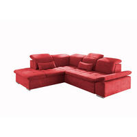 ECKSOFA mit Schlaffunktion mit Bettkasten und verstellbaren Kopf- und Rückenlehnen - Chromfarben/Rot, Textil (276/240cm) - ed exciting design