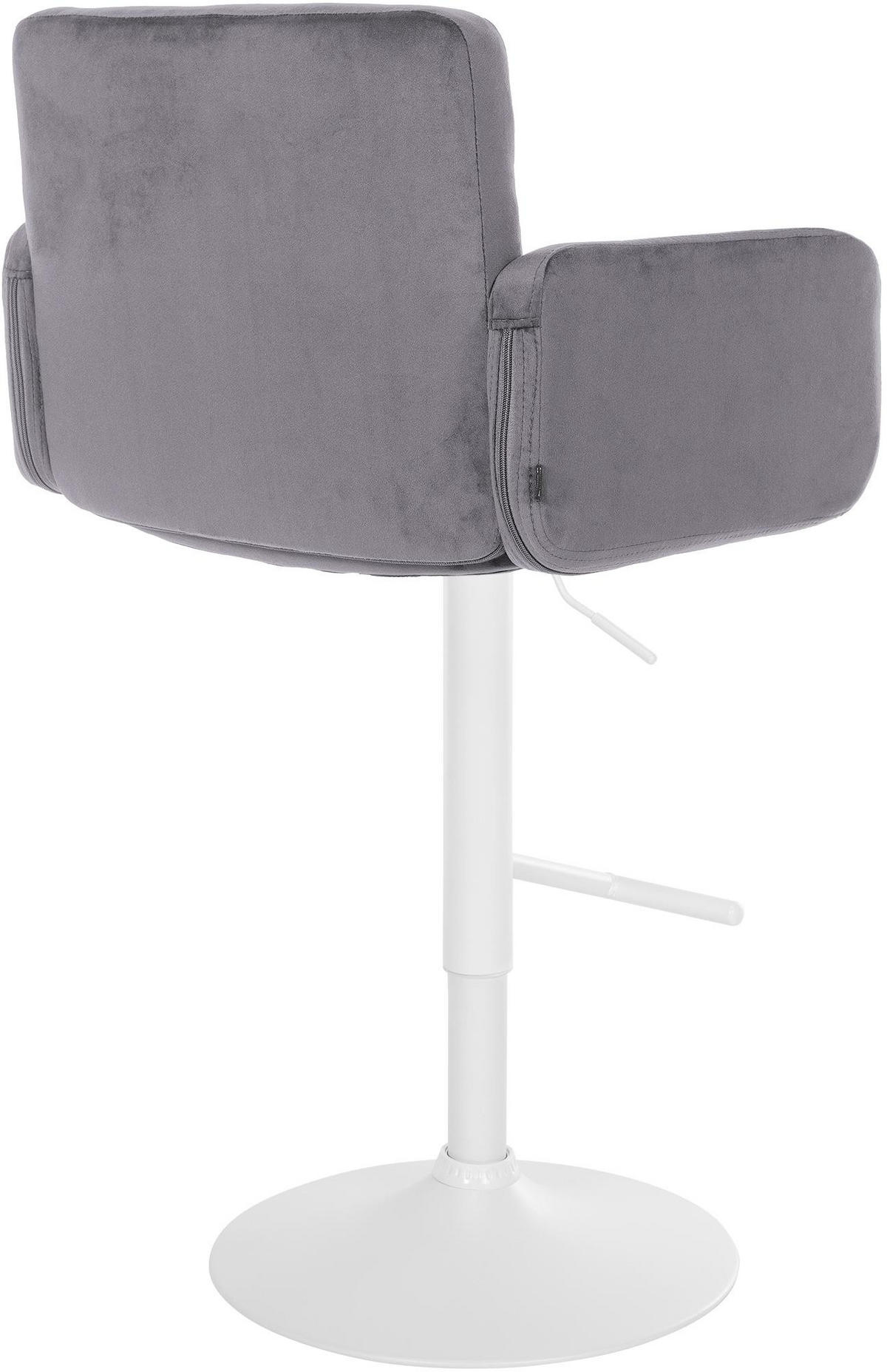 BARHOCKER Samt dunkelgrau - Dunkelgrau/Weiß, Textil/Metall (60/93/56cm) - CLP