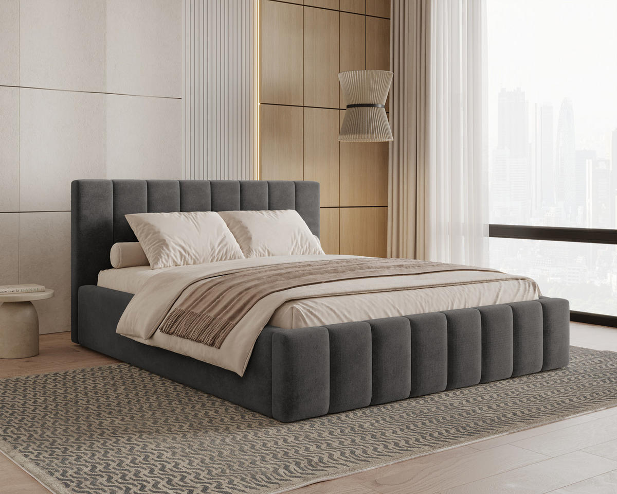 POLSTERBETT 01 160 x 200 cm – Flow – Bett mit Federmechanismus und Stauraum - Waldgrün, Holz (160/200cm) - ROYAL24_MARKT