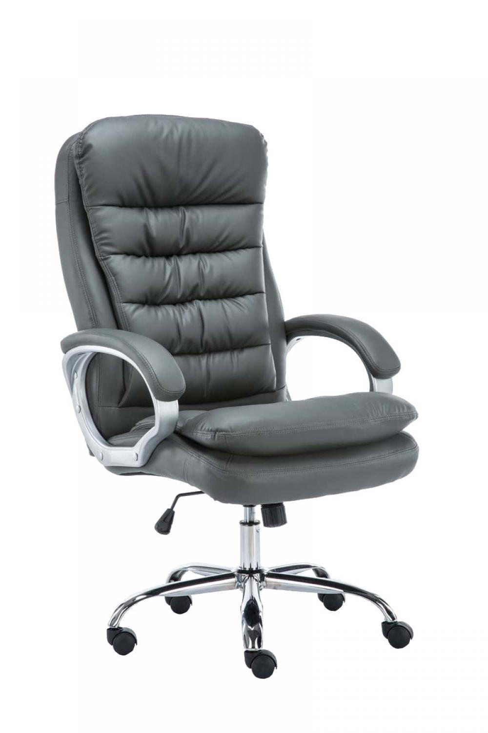 CHEFSESSEL Lederlook grau - Chromfarben/Grau, Textil/Metall (68/116/77cm) - CLP