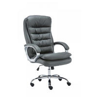 CHEFSESSEL Lederlook grau - Chromfarben/Grau, Textil/Metall (68/116/77cm) - CLP