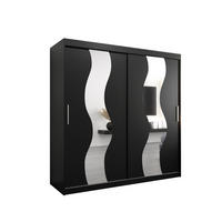 SCHWEBETÜRENSCHRANK 200/200/62 2-türig - Silberfarben/Schwarz, Holz/Kunststoff (200/200/62cm) - Abiks Möbel