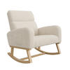 SCHAUKELSTUHL Beige Sherpa Mit Massivholzbeinen Skandinavisch - Beige, Holz (69.2/87/78.5cm)